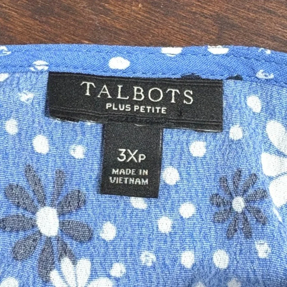Talbots Floral Wrap Blouse Top Size 3X Petite Floral‎ Lightweight Coastal Resort